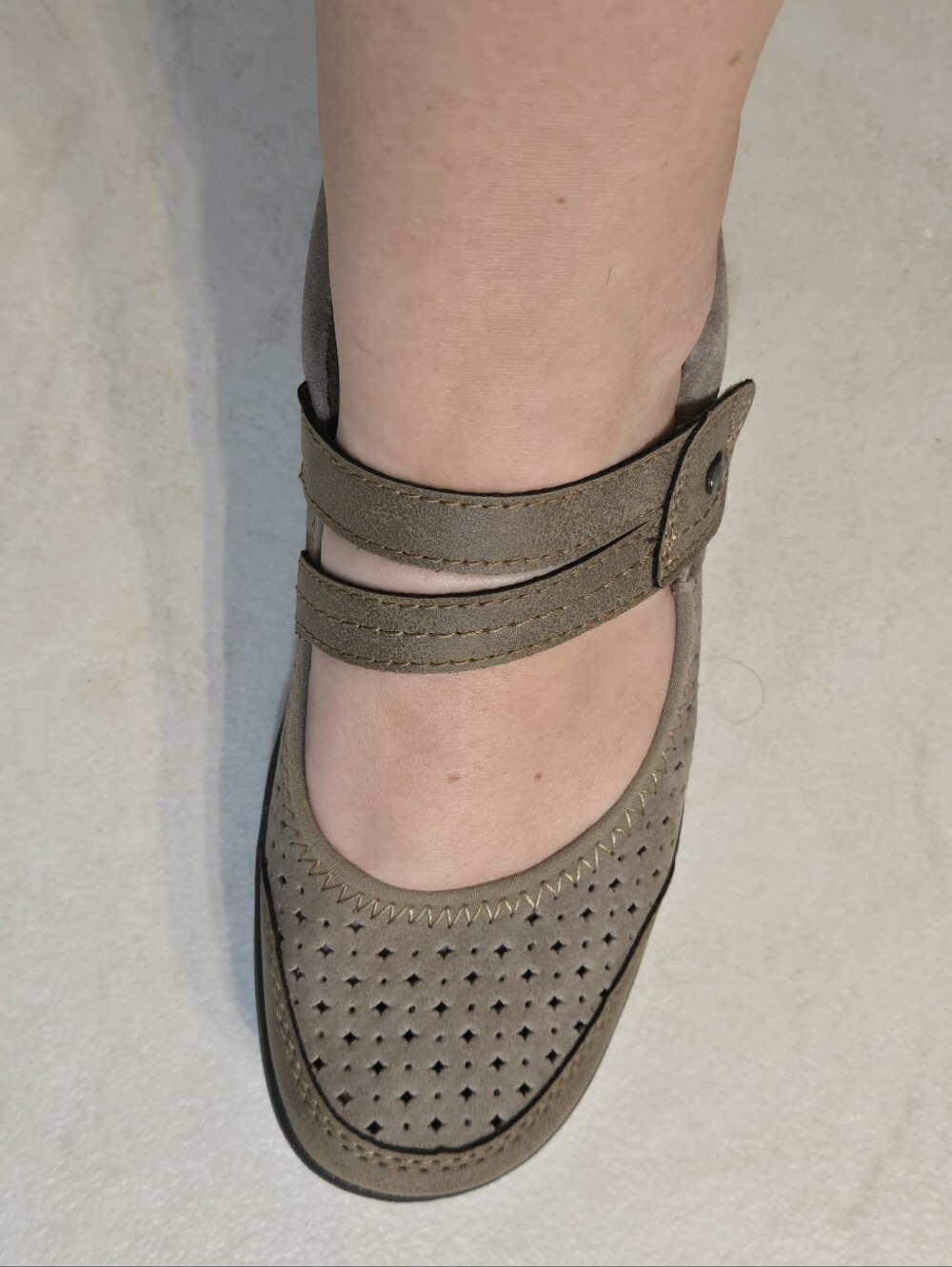 Women's Dark Beige Mary Jane Shoes - Picture 13 of 15